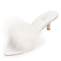 Women's Mona Marabou Hard Sole Slender Heel Slipper - Image 7