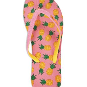 Women's Pineapple Flip Flops & Mesh Bag Set