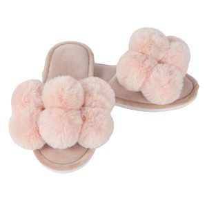 Women's Luxe Pom-Pom Memory Foam Plush Slippers